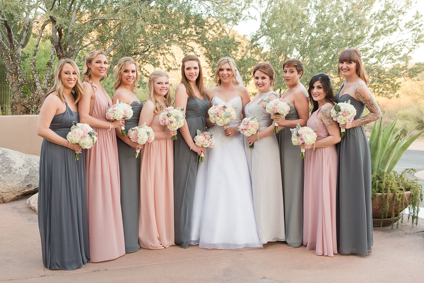 blush and gray wedding colors