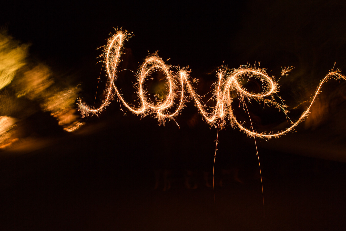 sparkler writing love