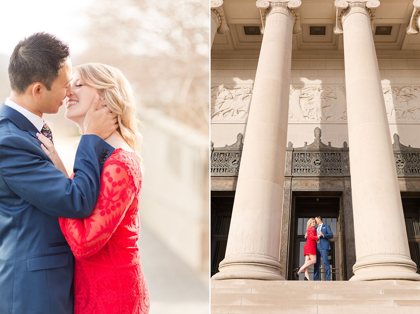 engagement pictures at the nelson art museum in kansas city