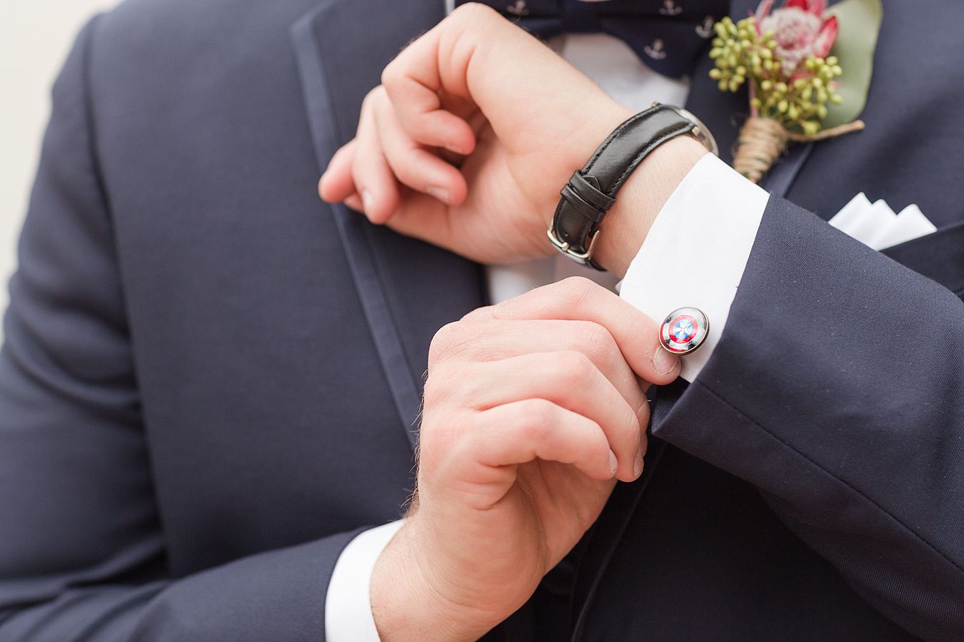 Stillwell-House-Tucson-Wedding-Photographers_0053.jpg groom, boutineer, navy suit