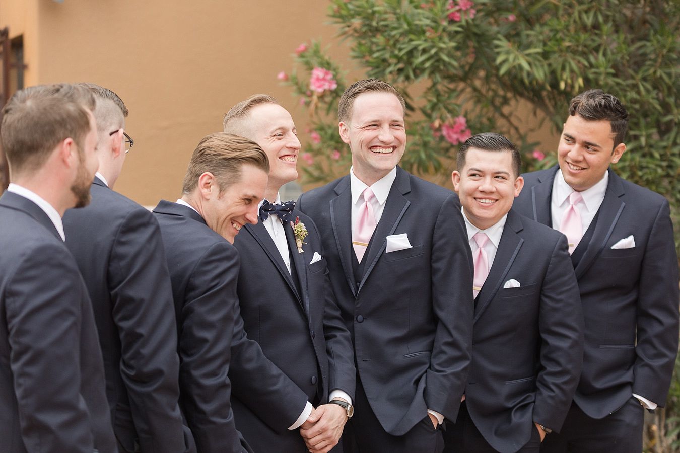 wedding party pictures, navy suits for groomsmen