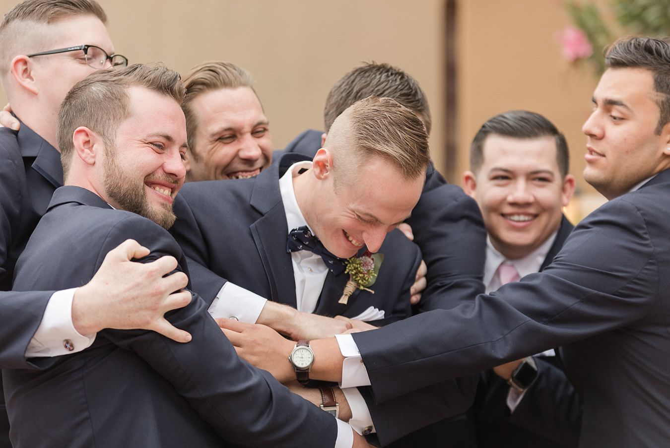 wedding party pictures, navy suits for groomsmen