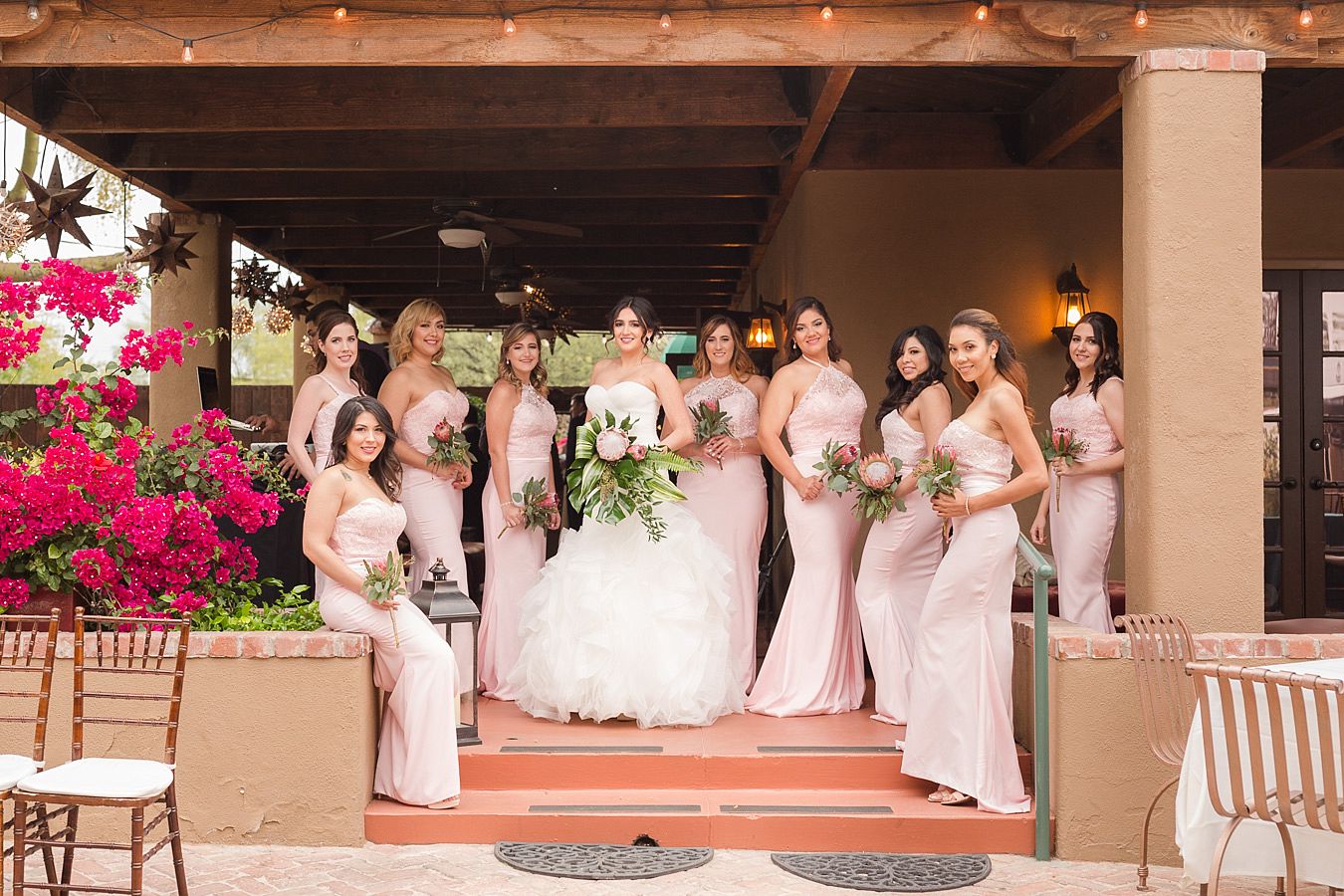 bridesmaid photos, blush pink bridesmaid dresses