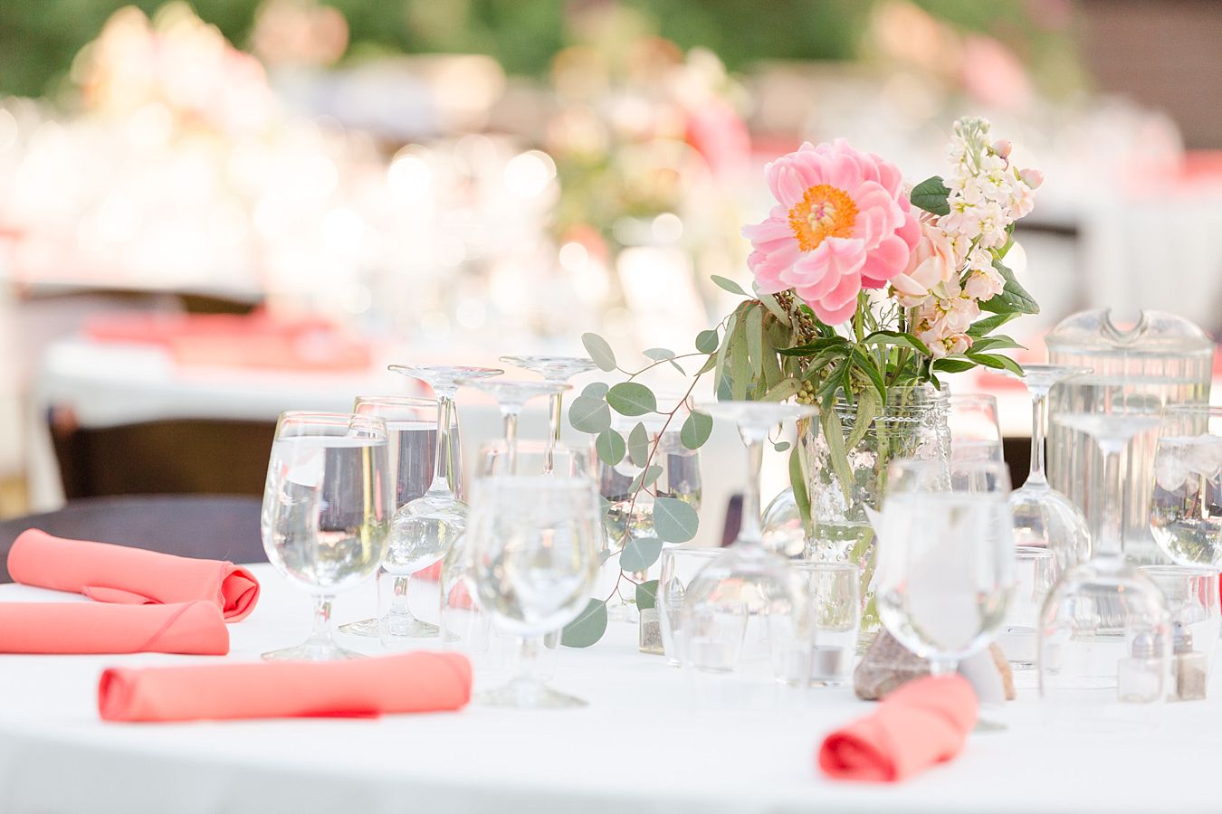 tucson outdoor reception venue, coral wedding colors decorations