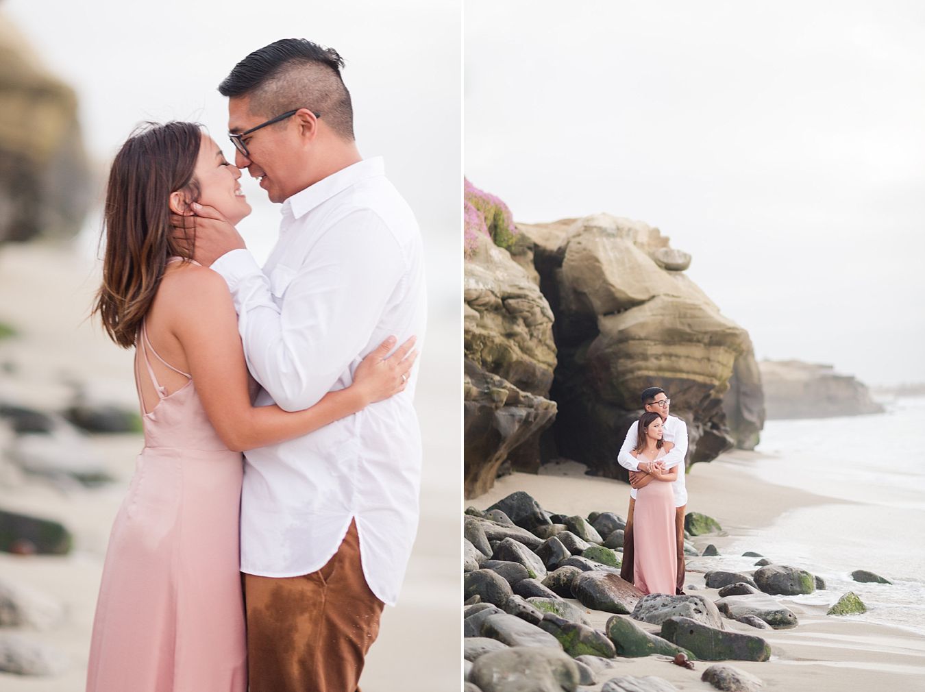 blush dress for engagement pictures
