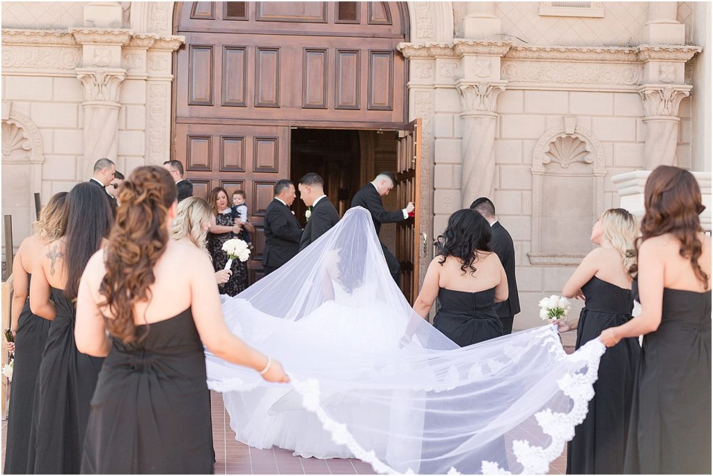 St. Augustine Cathedral Wedding Tucson Photographer John and Brittany brides entrance
