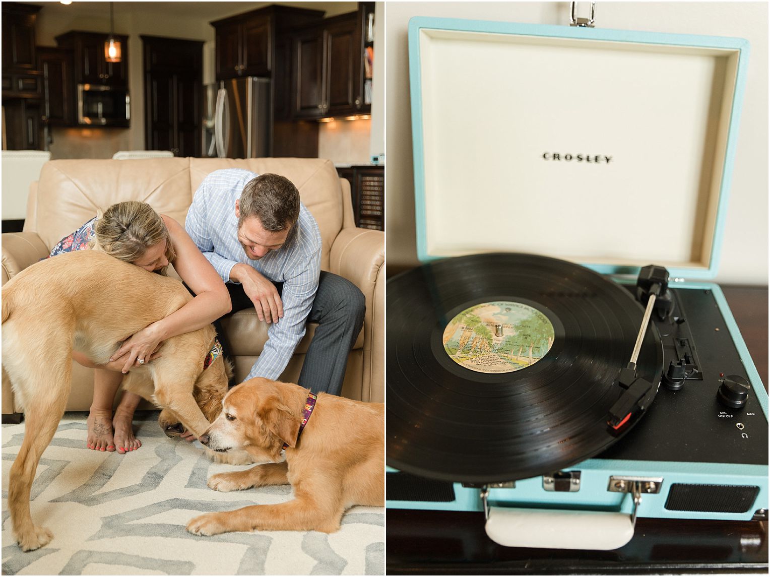 Kansas City Engagement Photos - In home lifestyle session with dogs