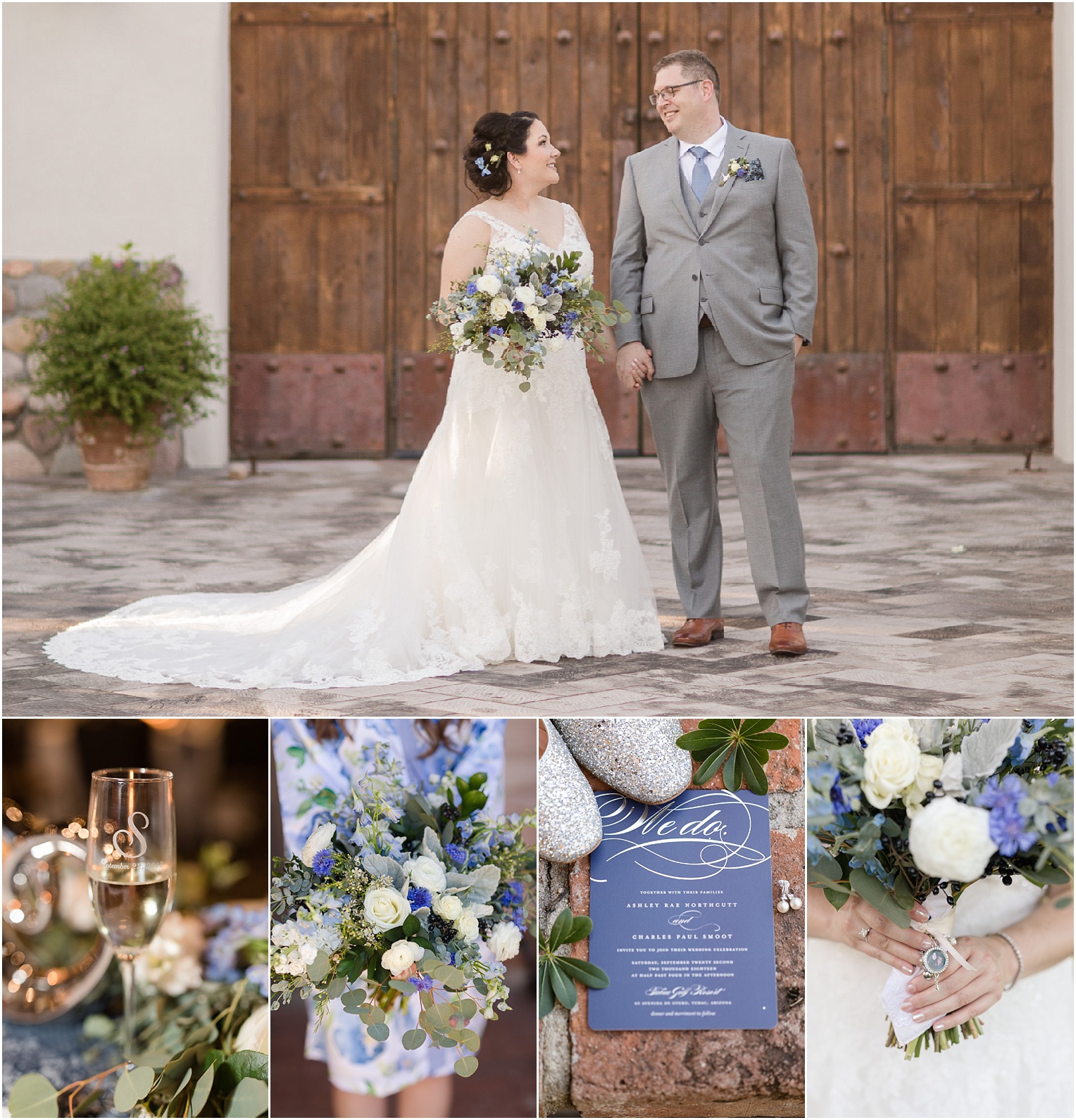 Tubac Golf Resort Wedding Tucson AZ Ashley and Paul rustic vintage shades of blue wedding